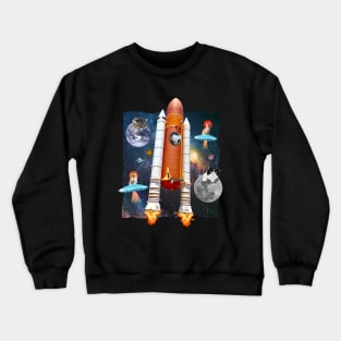 Cats In Space Funny Collage Crewneck Sweatshirt